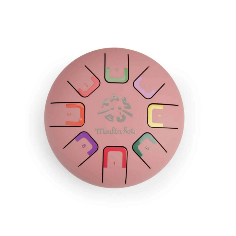 Tamburo a lingue in metallo (steel tongue drums) piccolo di colore rosa, include bacchette, libretto con canzoni e borsa per il trasporto - una fantastica idea regalo per bambini!